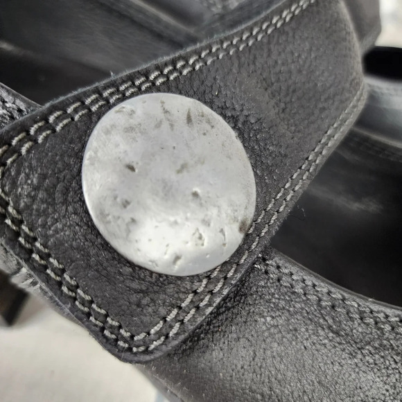 Taos  Black Leather Mary Jane Shoes Stacked Heel Size 41 - Picture 6 of 16